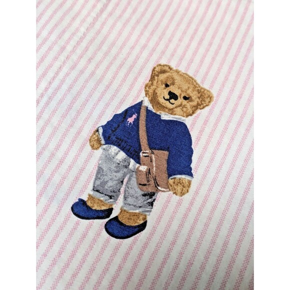 Ralph Lauren Polo Pillowcase Pink White Striped Girl Teddy Bear - Picture 8 of 8